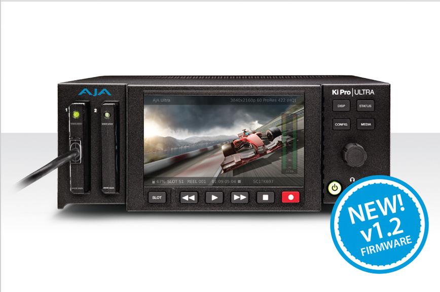 AJA Ki Pro Ultra v1.2 Update to Add ExFAT, 16-channel Audio, CC Support, 2SI;  Pak-Adapt-eSATA to Bring Third Party eSATA Media Compatibility